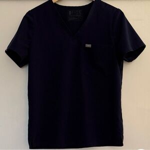 Figs Women's Navy V-Neck Short Sleeve Scrub Top